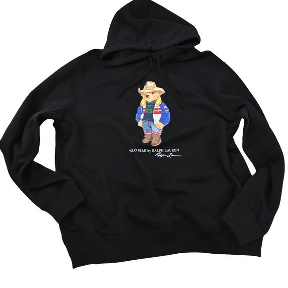NWT Ralph Lauren Men's Cowboy Hat Polo Bear Fleece Hoodie Sweatshirt - Picture 2 of 3